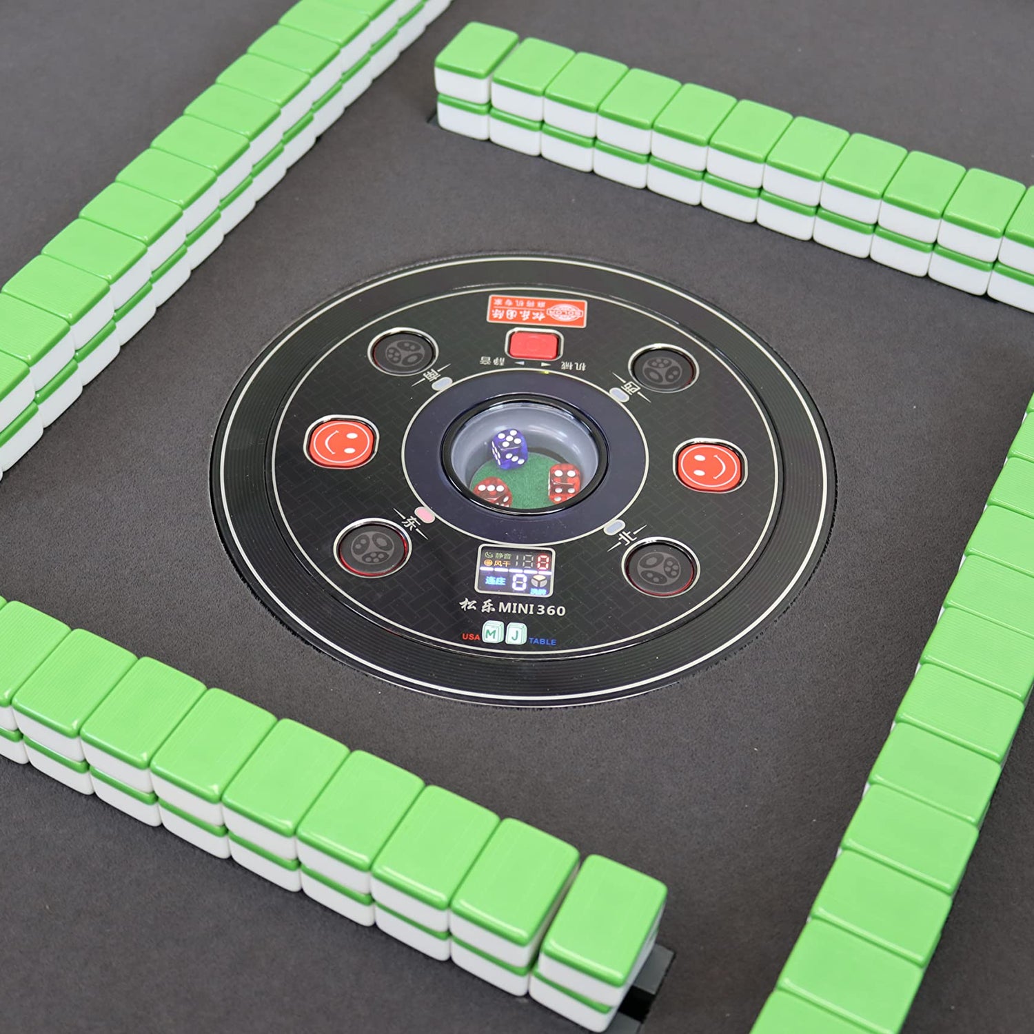 Ultra-Thin Automatic Mahjong Table Roller Coaster Style, 36mm American Style Tiles Built-in Hard Table Cover Set of 4 19'' Wooden Pushers & Racks usamjtable