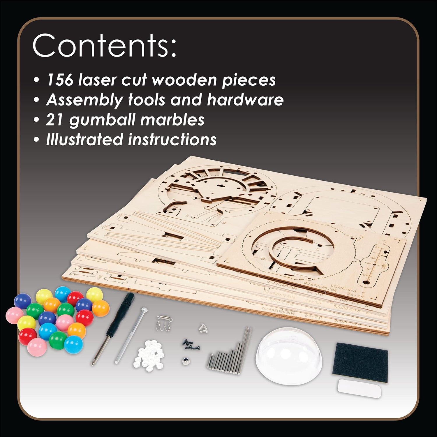 MindWare Gearjits: Gumball Machine Marble Coaster – Wooden 3D Building Puzzle for Teens & Adults – DIY STEM Building Toys for Kids – Fun for Adults MindWare