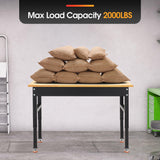 Antifir 48" Adjustable Workbench,Heavy Duty Workstation with Rubber Wood Top, 2000 LBS Load Capacity Hardwood Garage Workbench for Antifir