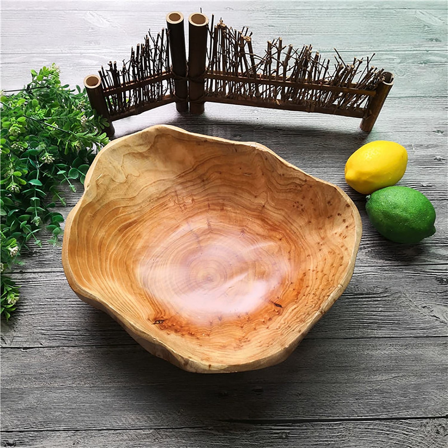 JFFLYIT Creative Wood Bowl Root Carved Bowl Handmade Natural Real Wood Candy Serving Bowl 10"-12" JFFLYIT