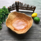 JFFLYIT Creative Wood Bowl Root Carved Bowl Handmade Natural Real Wood Candy Serving Bowl 10"-12" JFFLYIT