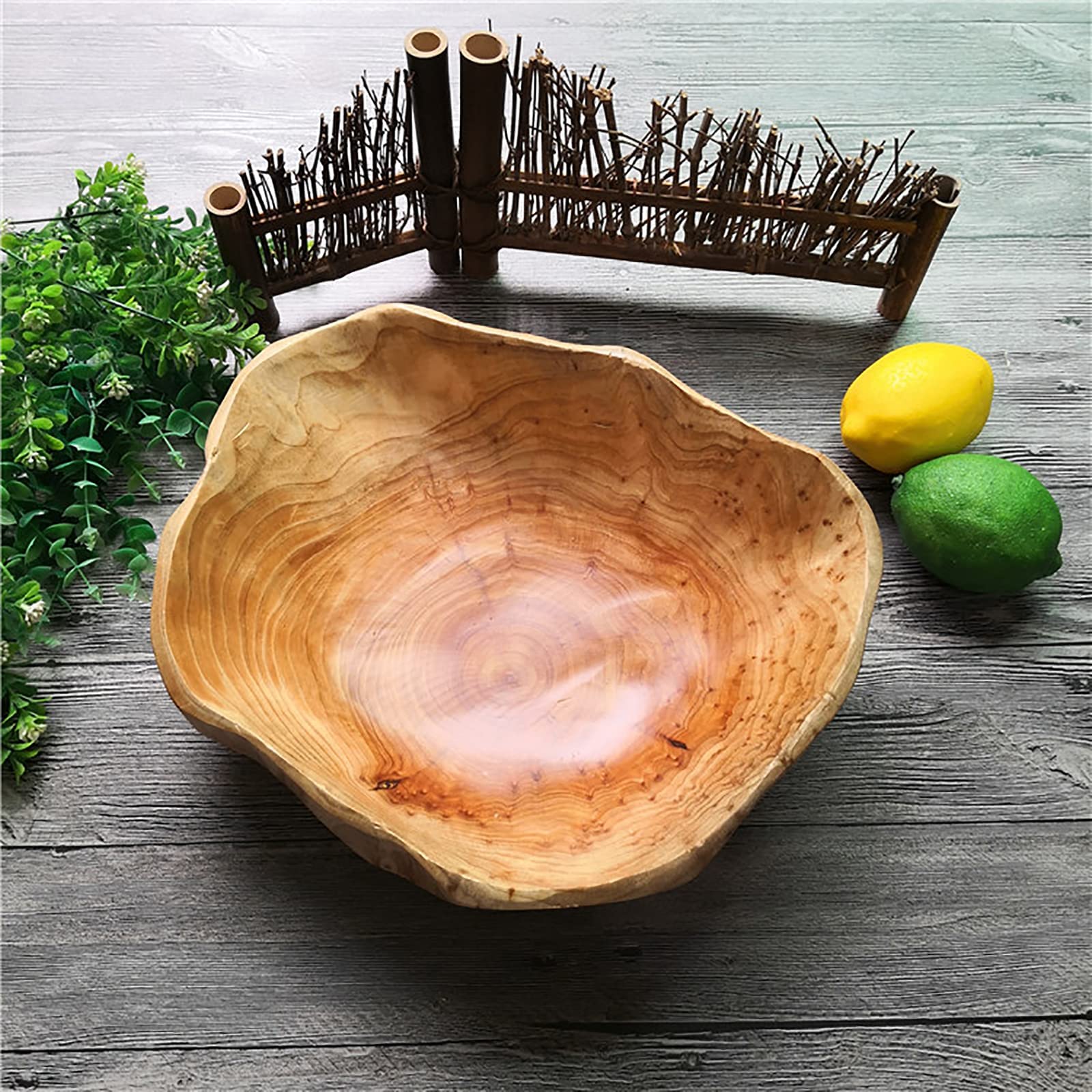 JFFLYIT Creative Wood Bowl Root Carved Bowl Handmade Natural Real Wood Candy Serving Bowl 10"-12" - WoodArtSupply