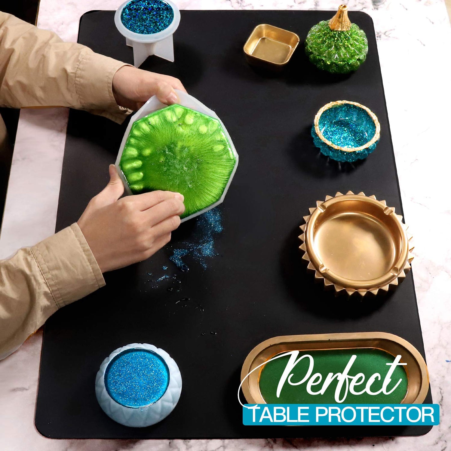 LEOBRO Silicone Mat, 23.4”x 15.6”Large Silicone Mats for Crafts, Playdough Mat, Thick Silicone Sheet for Jewelry Resin Molds, Nonstick Clay Mat, LEOBRO