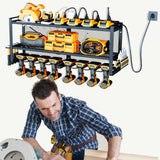 SOYEEZE Power Tool Organizer with Charging Station- Garage 8 Drill Holder Built in 8 Outlet Power Strip (DRILLDOCK PRO) SOYEEZE
