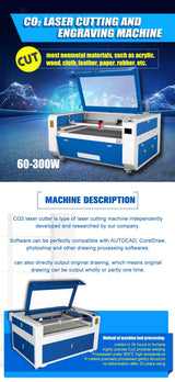 US STOCK RECI W6 150W CO2 Laser Cutter Red-Light Pointer, Auto-Focus,150W CO2 Laser Engraving Cutting Machine 51-3/16''×35-7/16'' 1300 x900mm SFX