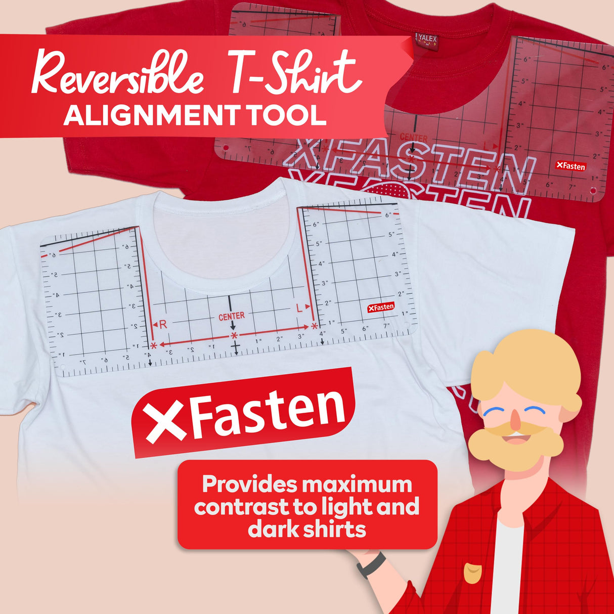 XFasten Tshirt Ruler Guide for Vinyl Alignment 17 Inch T Shirt Ruler Guide Centering Ruler, Shirt Ruler for Heat Press and Cricut, Shirt Measurement XFasten