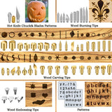 62Pcs Wood Burning Tips, Professional Wood Burning Pen Tips and Metal Alphabet Number Stencils Set, Perfect Wood Burning Embossing Carving DIY Crafts PETUOL