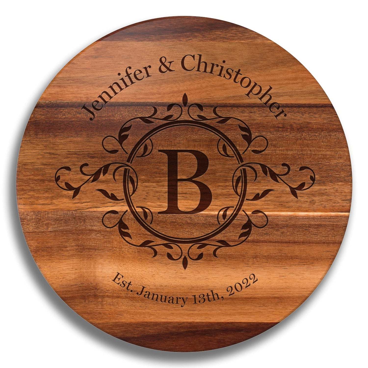 Personalized Lazy Susan Turntable - Large 18” Acacia Wood - Engraved Dark Wood - Custom Christmas Gift - Personalized Christmas Gifts 2020 Sinclair