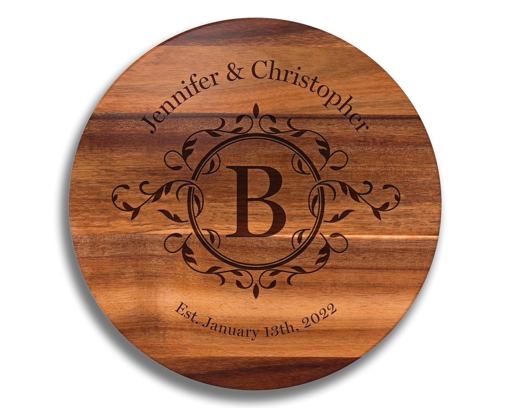 Personalized Lazy Susan Turntable - Large 18” Acacia Wood - Engraved Dark Wood - Custom Christmas Gift - Personalized Christmas Gifts 2020 - WoodArtSupply