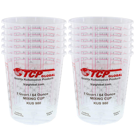 Custom Shop - Pack of 12-64 Ounce Graduated Paint Mixing Cups (2 Quarts) - Cups Have Calibrated Mixing Ratios on Side of Cup - Cups Hold 80-Fluid Custom Shop