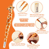 VIPbuy 2 Count 100% Handmade Wood Carved Gel Ink Pens -Novelty Refillable Writing Pens Office School Supplies Birthday Christmas Gift, Giraffe VIPbuy