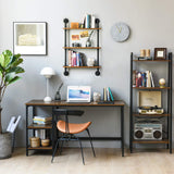 IBUYKE Pipe Floating Shelves,37.5" Industrial Pipe Shelves,3-Tier Rustic Wall Mount Bookcase,Metal Bracket Storage Wall Shelf for Bedroom, Kitchen, IBUYKE