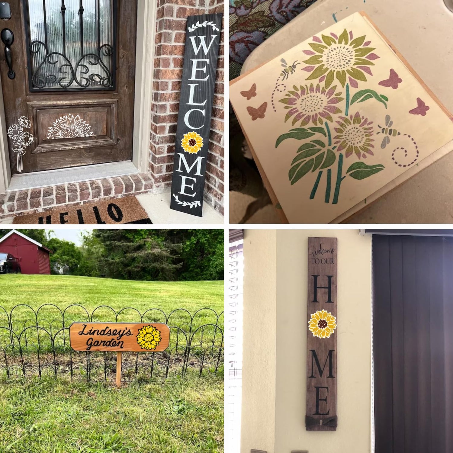 Large Sunflower Stencils Painting on Wood Wall 14.5 X 11 inch Paint for Kids Adult Art Crafts Projects Drawing Reusable Burning Pattern for Canvas yhslmh