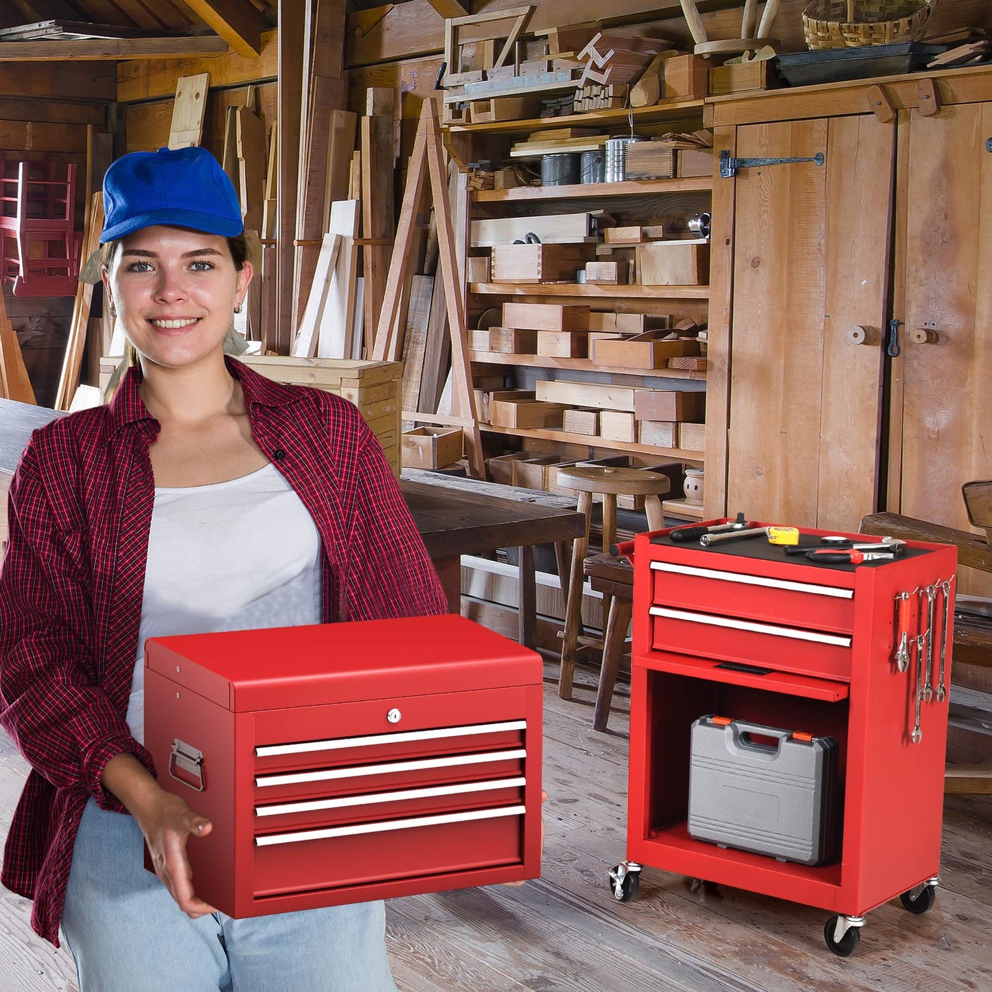 ERGOMASTER 6-Drawers Rolling Tool Chest Cabinet High Capacity Tool Storage Cabinet with Wheels and Locking System, Removable Toolbox Organizer with - WoodArtSupply