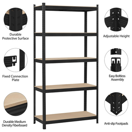 Topeakmart 5-Tier Utility Shelves, Metal Storage Shelves Garage Shelving Unit Adjustable Garage Storage Shelves Storage Racks Heavy Duty Shed Topeakmart
