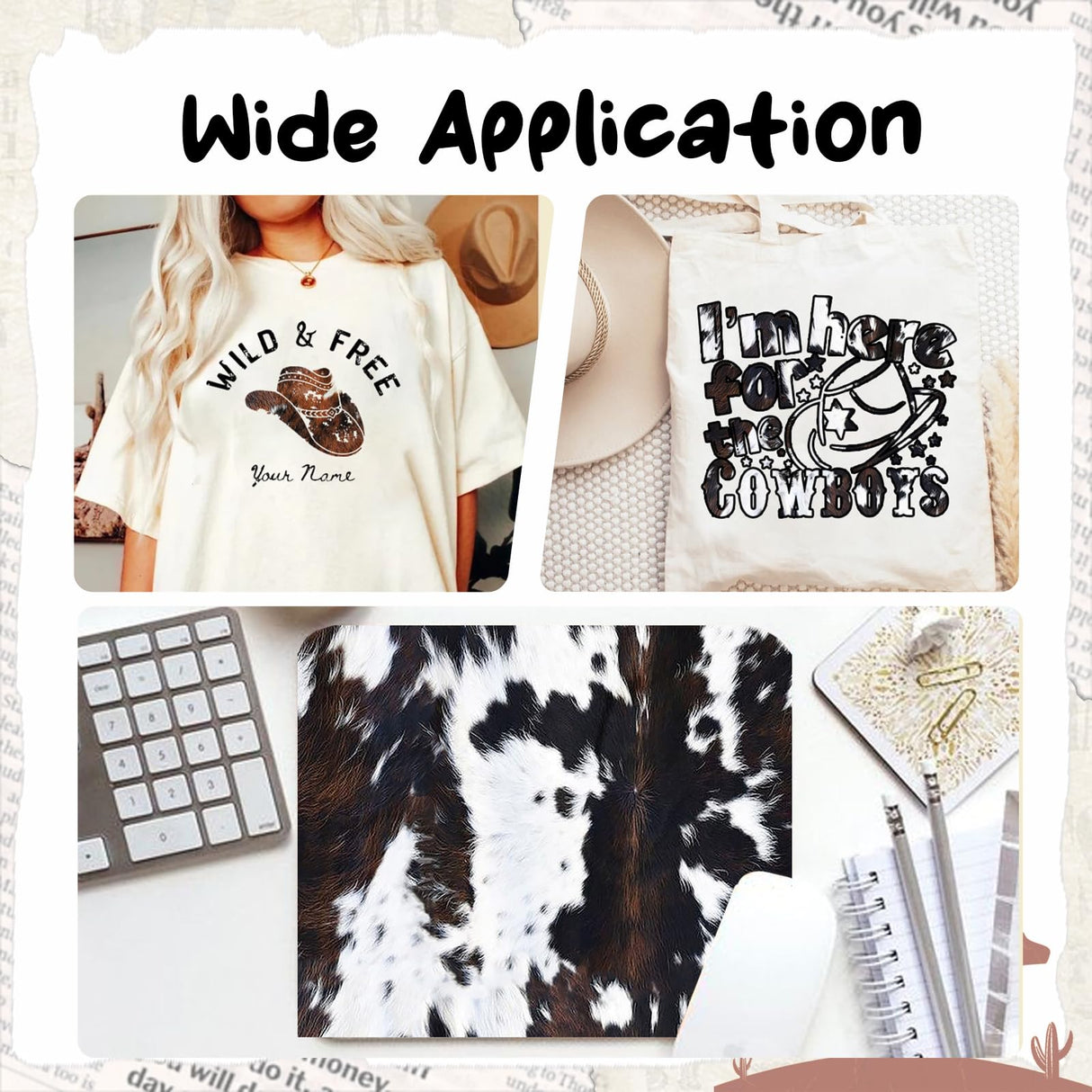 HTVSTD Cowhide HTV Heat Transfer Vinyl -16 Sheets 12 * 10inches Brown Cowhair HTV Vinyl Animal Printed Iron on Vinyl for Fabrics Patterned HTV HTVSTD