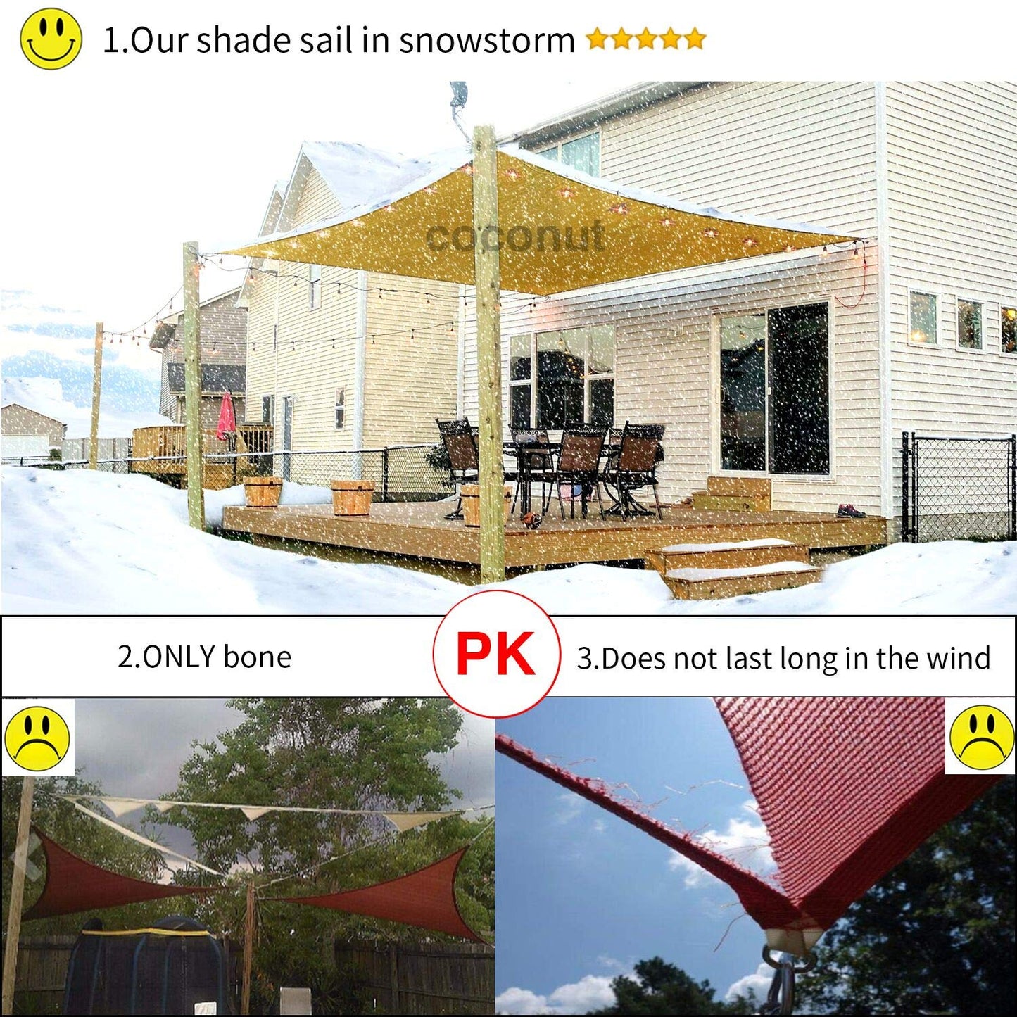 Rectangle Sun Shade Sail Canopy, 12' x 20' Patio Shade Cloth Outdoor Cover - Sunshade Fabric Awning Shelter for Pergola Backyard Garden Carport