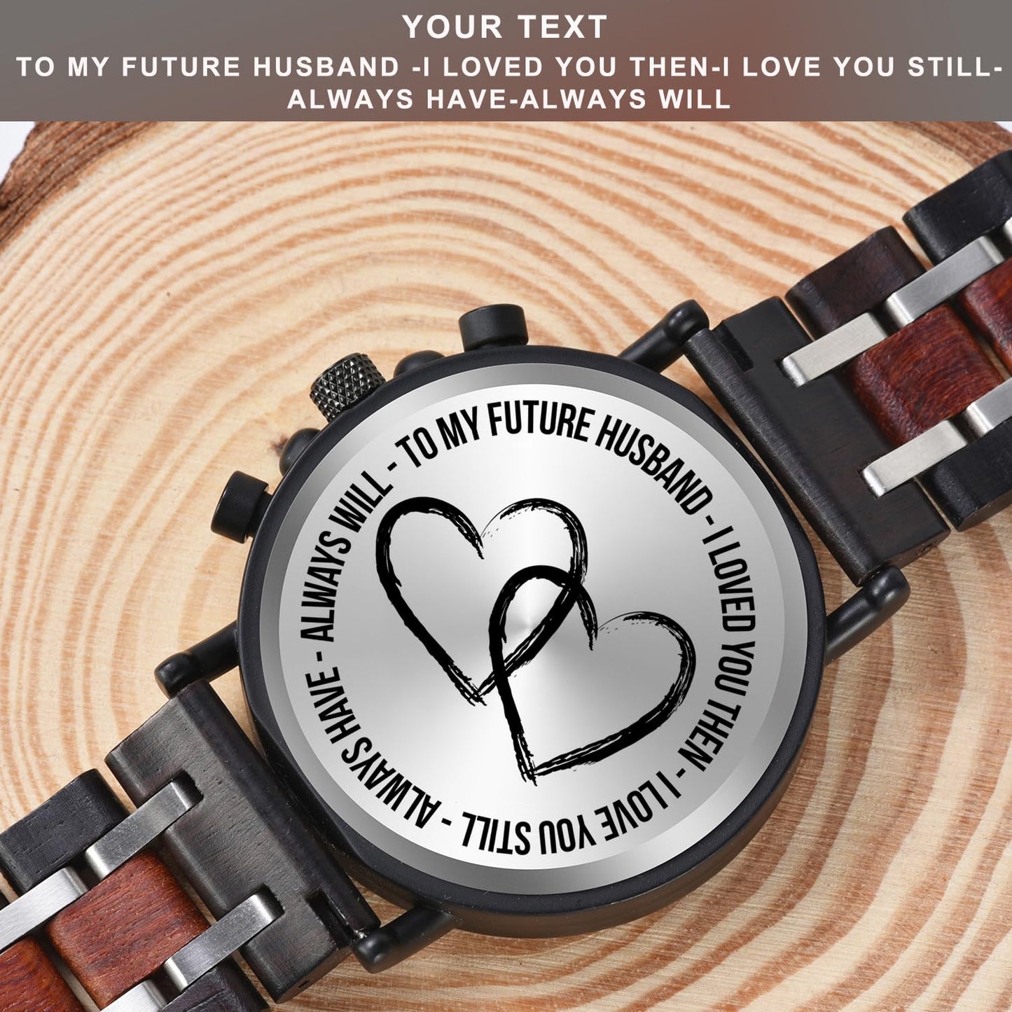 BOBO BIRD S18-1 Personalized Engraved Wood Watch Customized Wooden Watches for Husband Boyfriend Birthday Anniversary (Customized+Box) - WoodArtSupply