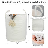XUANGUO Cotton Rope Laundry Basket Hamper for Clothes Decorative Woven Storage Basket for Living Room Bedroom Boho Tall Rope Baskets for Blanket Toys XUANGUO