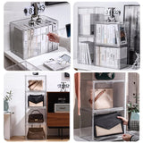 GUDEMAY Clear Stackable Plastic Storage Bins with Magnetic Lid, Dustproof Book & Cosmetic Display Cases, Large Figures Collectibles Showcase, Shoe GUDEMAY