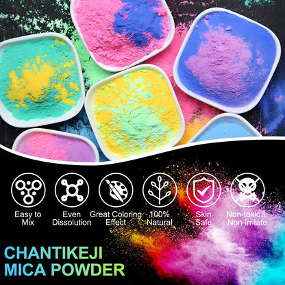 CHANGTIKEJI Mica Powder，24 Colors - 10g/Bottle of Natural Pigment Powder for Epoxy Resin，Soap Making，Candle Making,Lip Gloss,Car Freshies,Dye,Nail - WoodArtSupply