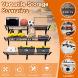 WAREYEASY 3 Tier 1.3x4ft Garage Storage Shelving Wall Mounted,Loads 900 lbs Heavy Duty Garage Shelving,15.6-inch-by-48-inch Black Metal Wall WAREYEASY