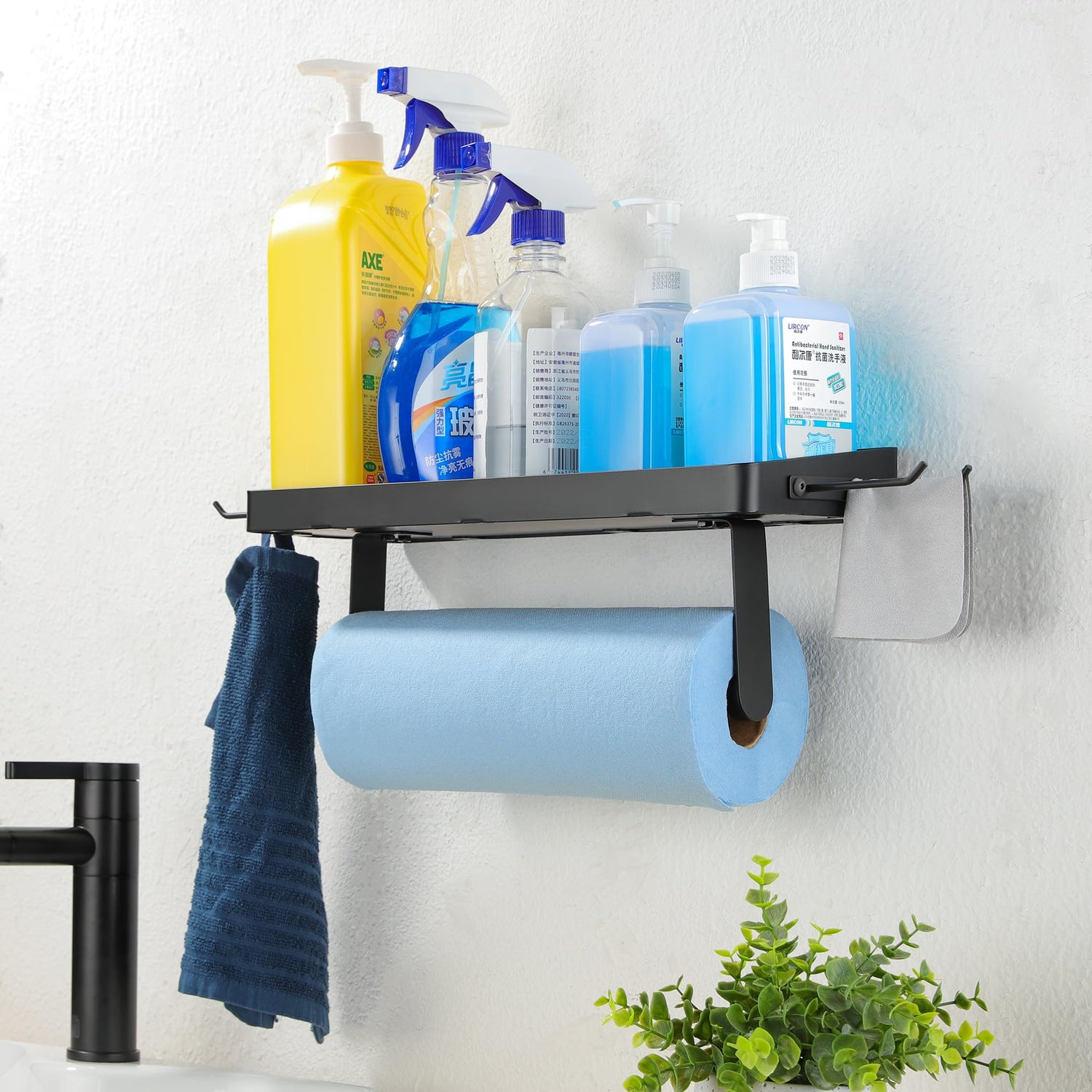 ZUNTO Garage Paper Towel Holder with Shelf - Paper Towel Holder Wall Mount, Garage Organization and Storage, Stainless Steel Paper Towel Rack with ZUNTO