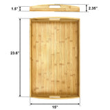 Bam & Boo - Natural Bamboo Serving Tray Extra Large Rectangular with Handles - for Food, Drinks, Storage, Decor, Vanity, Breakfast, Parties, Bam & Boo