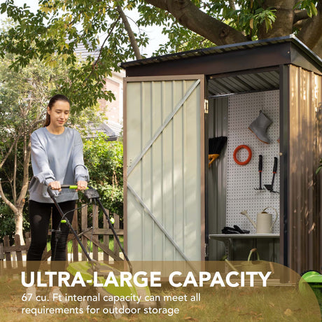 Devoko Outdoor Storage Shed 5 x 3 FT Lockable Metal Garden Shed Steel Anti-Corrosion Storage House with Single Lockable Door for Backyard Outdoor Devoko