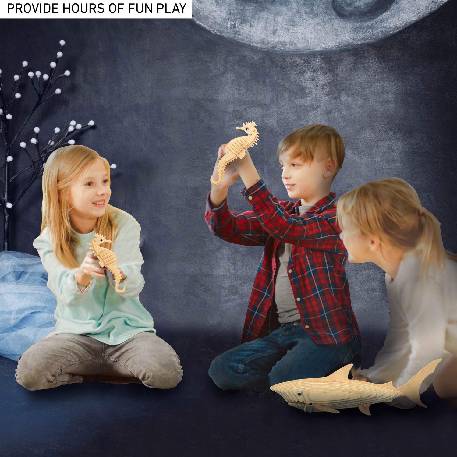 Puzzled 3D Puzzle Sea Horse - Wood Craft Construction Model Kit - Unique Educational DIY Wooden Toy Assemble Model Unfinished Crafting Hobby Sea Life Puzzled