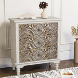 HOMPUS End Table w Flower Pattern, Nightstand w 3 Storage Drawers, Small Night Stand w Wood Grain Finish, Accent Table Side Table, Small Chest HOMPUS