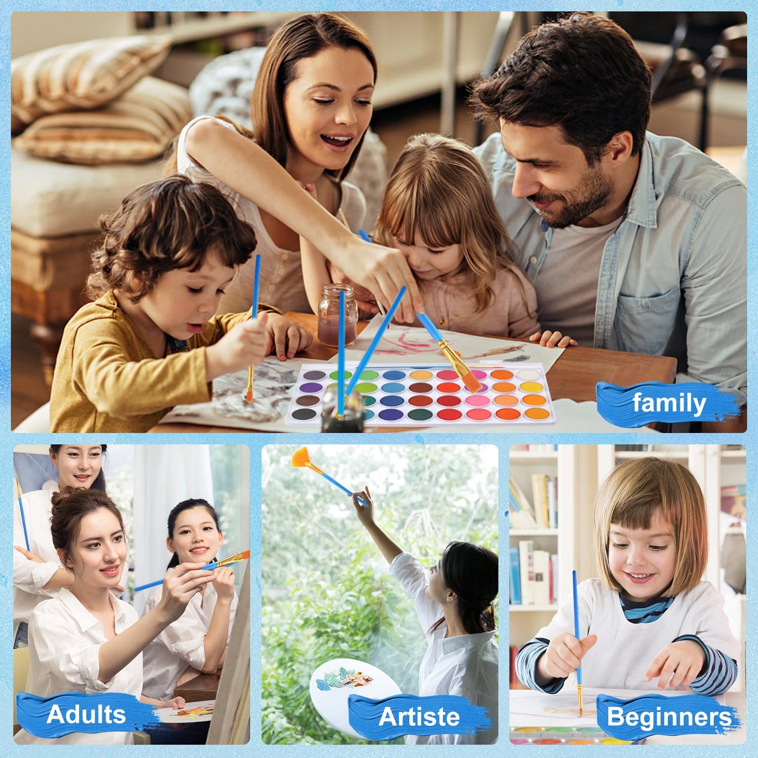 AROIC Acrylic Painting Brush Set, 10 Packs / 120 Pcs, Nylon Brush Head, Suitable for Oil and Watercolor, Perfect Suit of Art Painting, Best Gift for AROIC