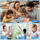 AROIC Acrylic Painting Brush Set, 10 Packs / 120 Pcs, Nylon Brush Head, Suitable for Oil and Watercolor, Perfect Suit of Art Painting, Best Gift for AROIC