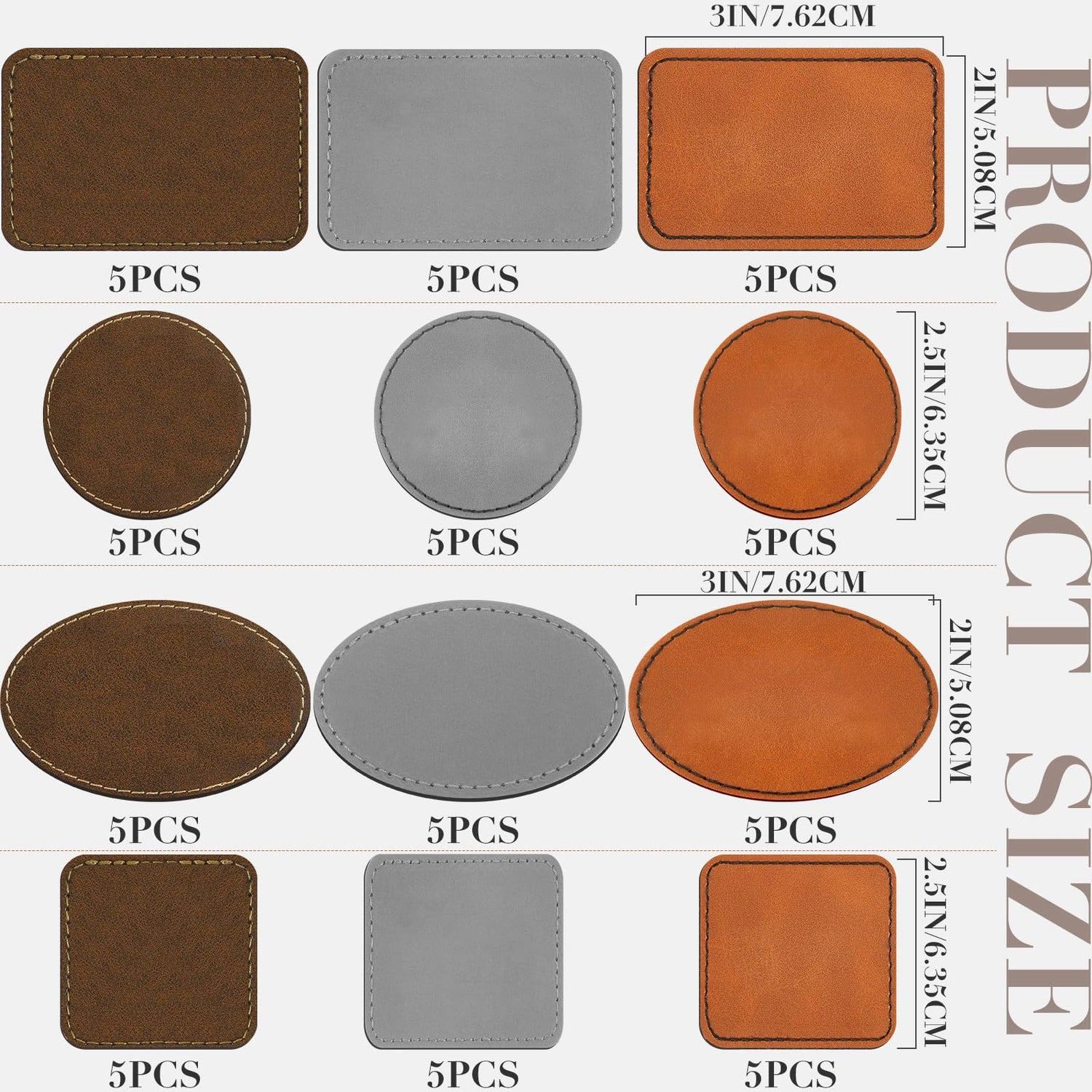 60 Pcs Blank Leatherette Hat Patches Rustic Laser Iron on Sewing Hat Patches with Adhesive Leather Patches for Hats Clothes Repair, 3 x 2 Inches Dunzy