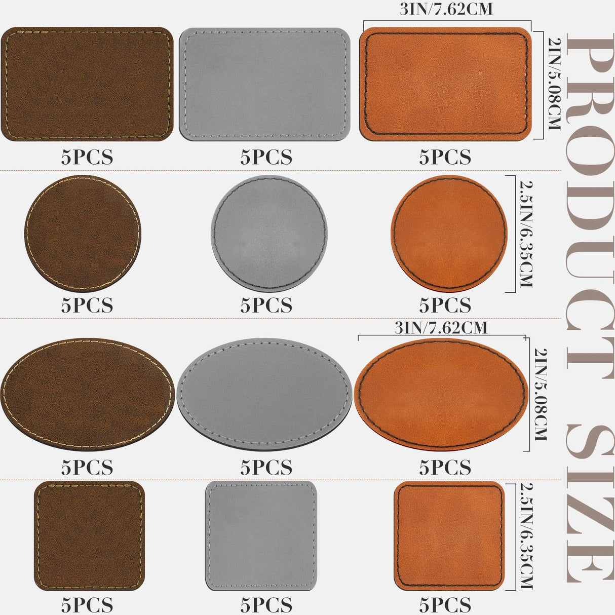 60 Pcs Blank Leatherette Hat Patches Rustic Laser Iron on Sewing Hat Patches with Adhesive Leather Patches for Hats Clothes Repair, 3 x 2 Inches Dunzy