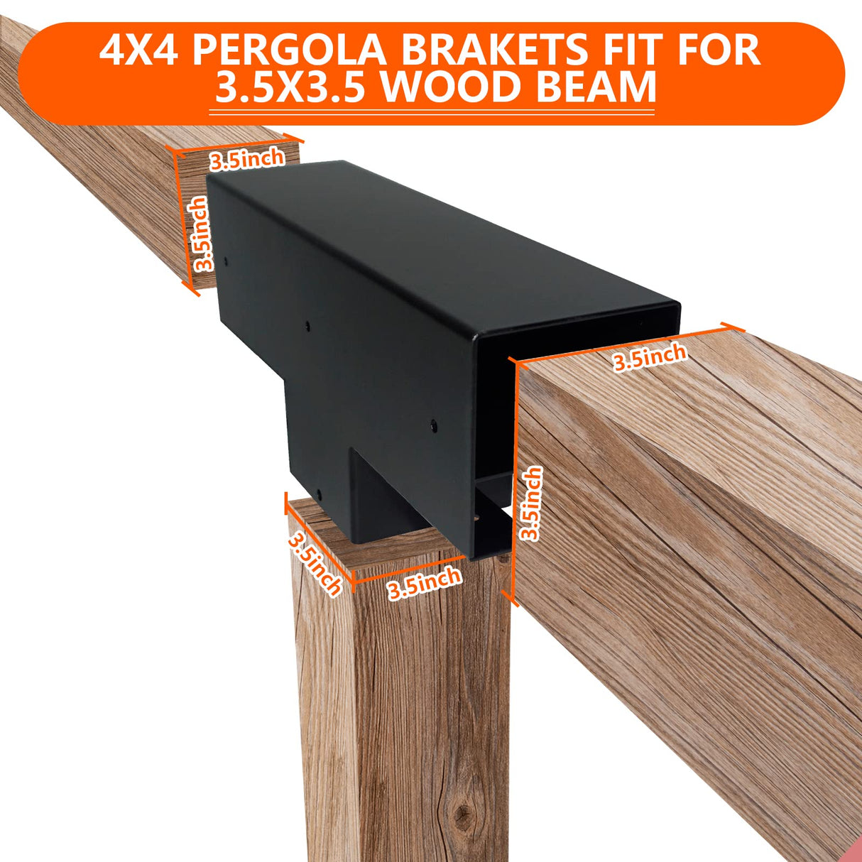 ITeVe.GD Pergola DIY Kit,2 Pcs 3-Way T-Angle Corner Brackets Elevated Wood Stand with Screws for 4"x4"(Inner Size:3.5"x3.5") Wood ITeVe.GD