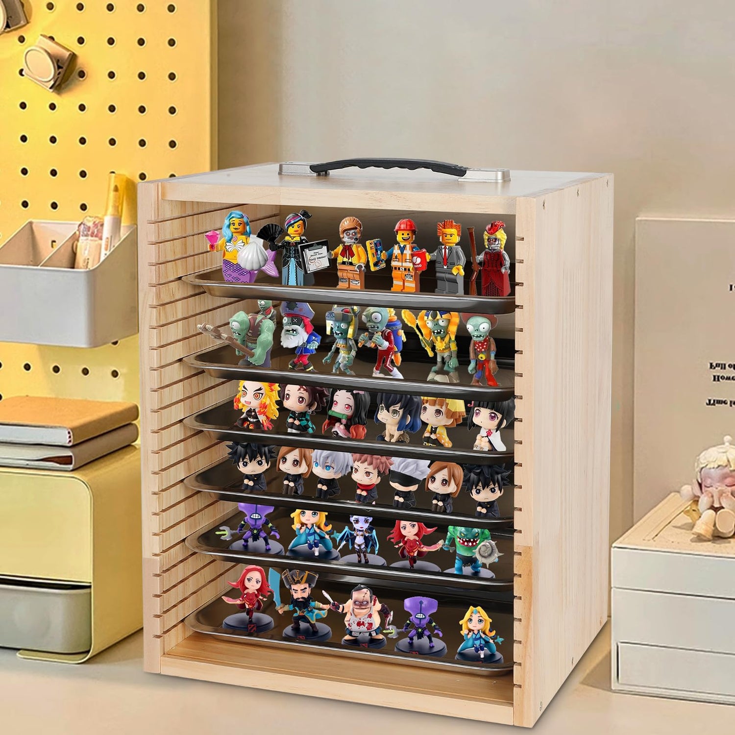 Olasme Miniatures Display Cases Miniatures Storage Case Wooden Miniatures Carrying Case Collectibles Travel Box Olasme