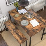 HOOBRO Dining Benches, Pair of 2 Benches, Industrial Style Indoor Benches, Durable Metal Frame, for Kitchen, Dining Room, Living Room, Rustic Brown HOOBRO