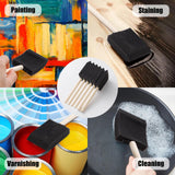 120 Pcs Foam Paint Brushes, 1” and 2” Foam Brush with Wood Handle, Bulk Sponge Brushes for Painting, Foam Art Paintbrushes Set for Staining, REDOVANT