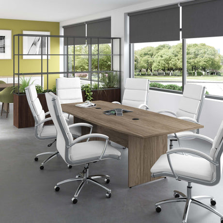 Bush Business Furniture Conference Table for 6-8 People with Wood Base | Boat Shaped 8 Foot Desk for Office Boardrooms and Training Rooms, 96W x 42D, Bush Business Furniture