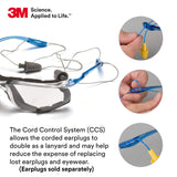 3M Safety Glasses, Virtua CCS and Virtua Sport CCS 2-Pack, Anti-Fog, Anti-Scratch, Clear Lens, ANSI Z87, Corded Ear Plug Control System, Removable 3M