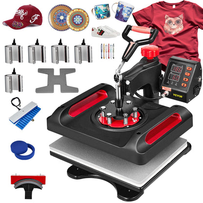 VEVOR 11 in 1 Heat Press Machine Combo 15x12 Inch Tshirt Press Machine 360° Swing Away Digital Shirt Printing Multifunction Heat Transfer Clamshell