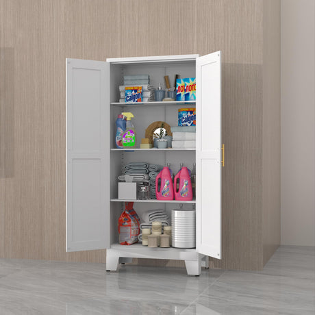 winiowa Metal Pantry Cabinet with 2 Doors and Adjustable Shelves, 61"Kitchen Storage cabinets with Gold Handles, Versatile Storage for Laundry winiowa