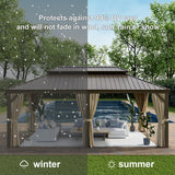 Breezestival 12FT×20FT Hardtop Gazebo, Galvanized Steel Double Roof Outdoor Gazebo with with a Mosquito Net and Privacy Sidewalls, All-Weather Breezestival