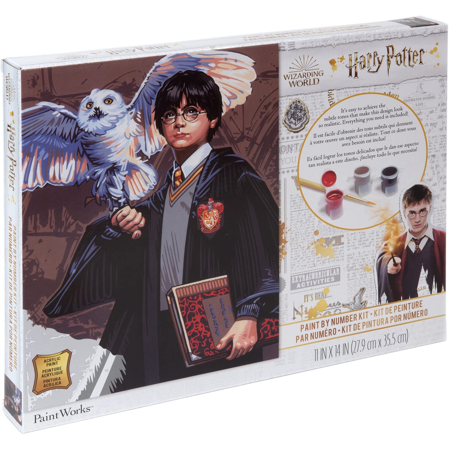 Dimensions PaintWorks Hedwig and Harry Potter Paint by Number Kit for  Adults and Kids, Finished Project 11 x 14, Multicolor 15 Piece