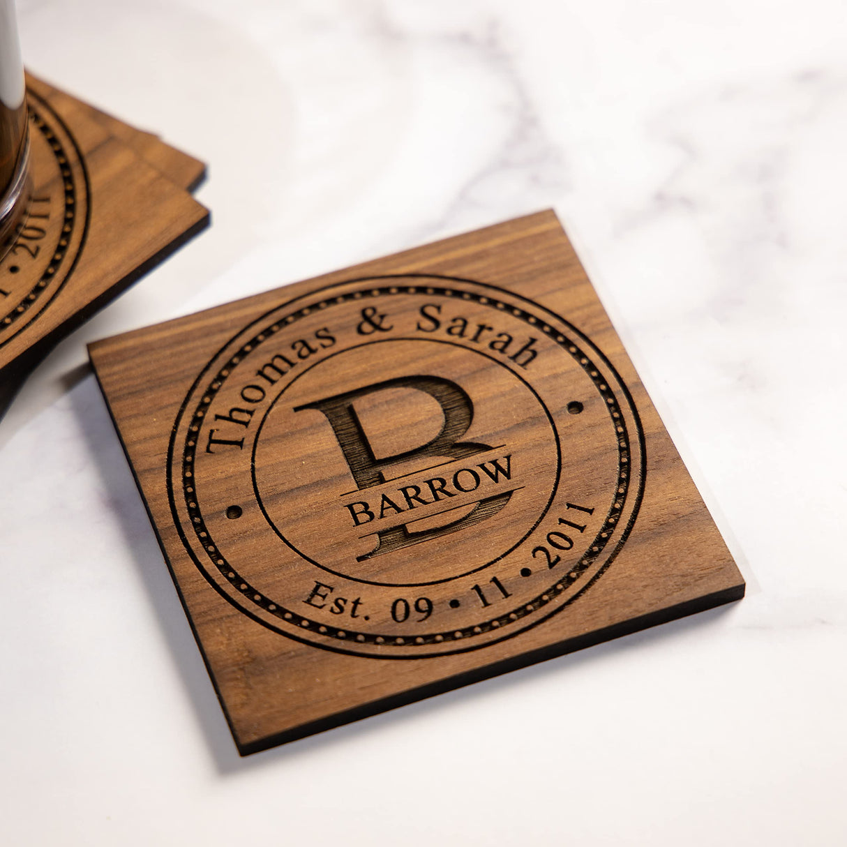Personalized Coasters Handmade in the USA Christmas Gifts for him Anniversary Gifts or Personalized Gifts. Sets of 4,6,8,12,16 Great Wedding NakedWoodWorks
