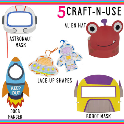 Craftikit Space Arts and Crafts for Kids - 20 Simple All-inclusive Fun Toddler Craft Kit for Kids - Organized Crafts for Toddlers Ages 3-10 - Galaxy