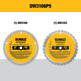DEWALT 10-Inch Miter / Table Saw Blades, 60-Tooth Crosscutting & 32-Tooth General Purpose, Combo Pack (DW3106P5) DEWALT