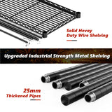 REIBII 76''H Wire Shelving Loads 2100LBS,5 Tier Metal Shelving with Adjustable Storage Shelves 36''W Garage Shelving Heavy Duty with Wheels Metal REIBII