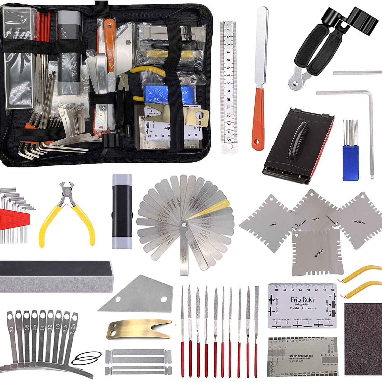 Jiayouy 51Pieces Guitar Repairing Tool Kit Guitar Care Maintenance tool with Carry Bag for Acoustic Electric Guitar Ukulele Bass Mandolin 21 Kinds of Jiayouy